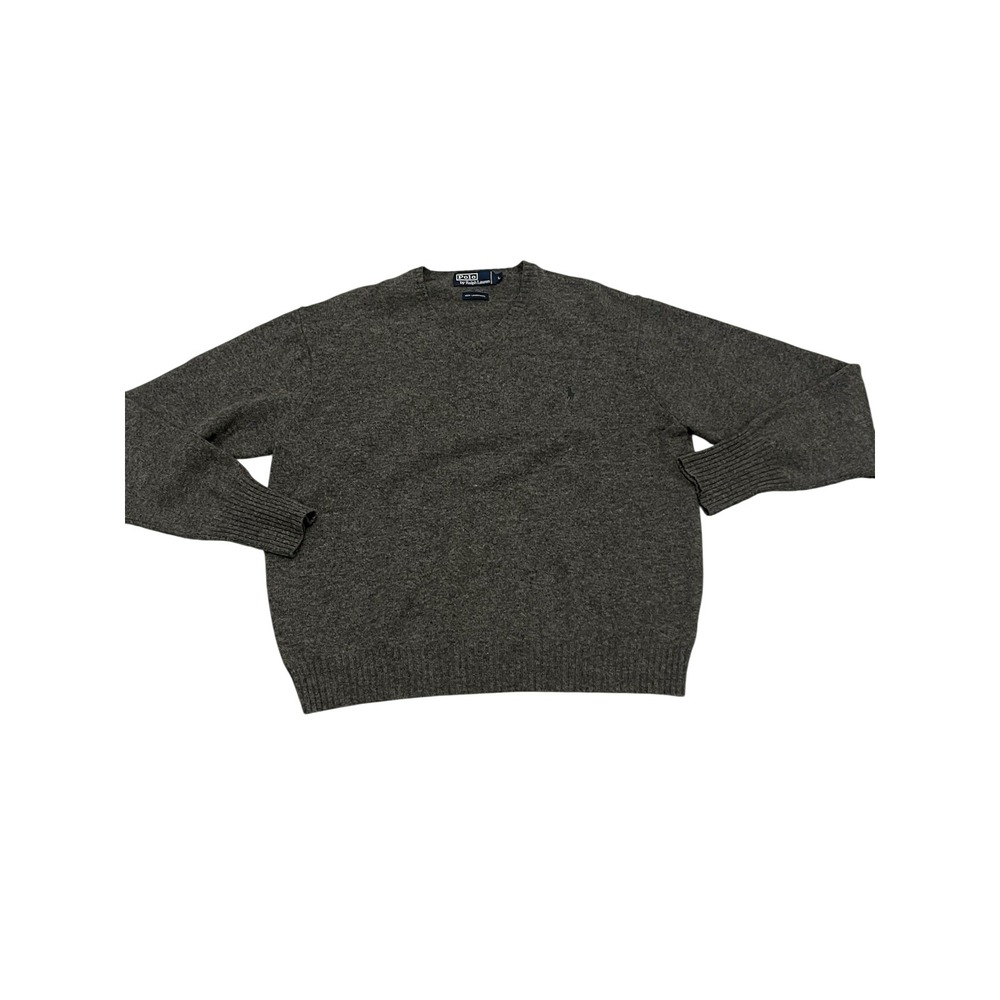 Men's Polo Ralph Lauren Lambswool V-neck Gray Sweater Pullover L